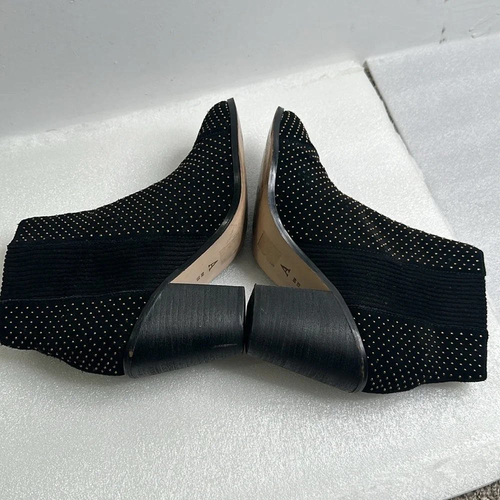 Any anthropology black micro beaded suede ankle boots size 8